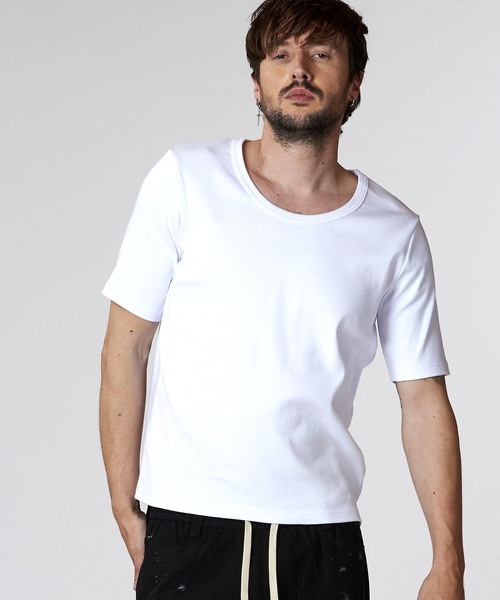 NO ID.（ノーアイディ）の「【NO ID.】Fraise U-Neck T-Shirt / フライス Uネック Tシャツ（Tシャツ/カットソー・メンズ・グレー/ブラック/ホワイト・1/2）」の20枚目の写真