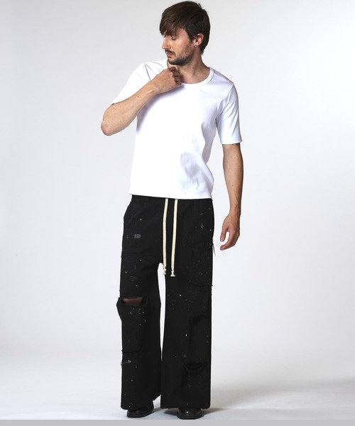 NO ID.（ノーアイディ）の「【NO ID.】Fraise U-Neck T-Shirt / フライス Uネック Tシャツ（Tシャツ/カットソー・メンズ・グレー/ブラック/ホワイト・1/2）」の21枚目の写真