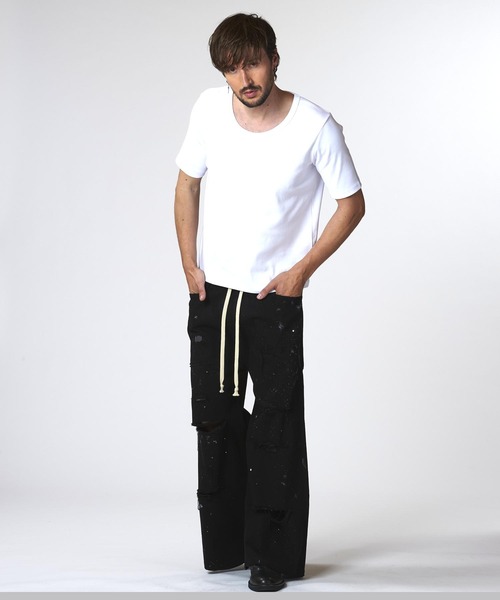 NO ID.（ノーアイディ）の「【NO ID.】Fraise U-Neck T-Shirt / フライス Uネック Tシャツ（Tシャツ/カットソー・メンズ・グレー/ブラック/ホワイト・1/2）」の22枚目の写真