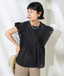 FREAK'S STORE | インドボイル フリルノースリーブブラウス(シャツ/ブラウス)