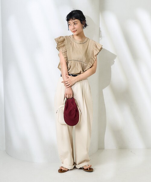 FREAK'S STORE(フリークスストア)の「インドボイル フリルノースリーブブラウス(シャツ/ブラウス・レディース・オフホワイト/ブラック/ベージュ/インディゴブルー・フリ-)」の8枚目の写真