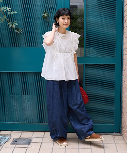 FREAK'S STORE(フリークスストア)の「インドボイル フリルノースリーブブラウス(シャツ/ブラウス・レディース・オフホワイト/ブラック/ベージュ/インディゴブルー・フリ-)」の21枚目の写真