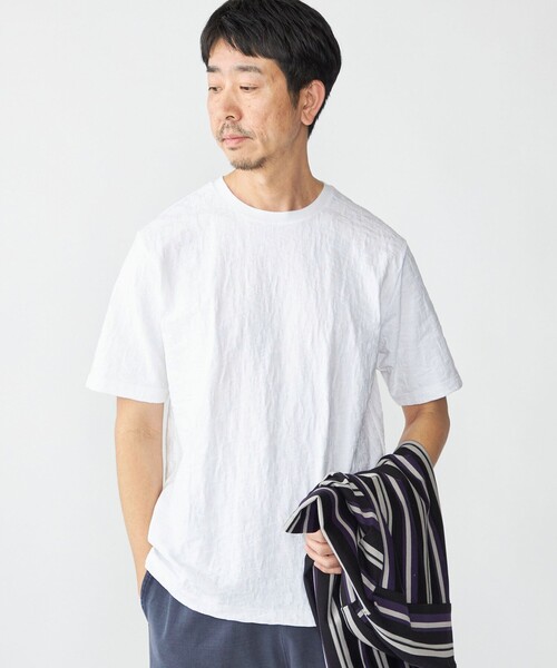 SHIPS（シップス）の「SHIPS: リンクス ジャカード リーフ Tシャツ（Tシャツ/カットソー・メンズ・ネイビー/ピンク/ホワイト/ライトブルー・X-LARGE/LARGE/MEDIUM/SMALL）」の6枚目の写真