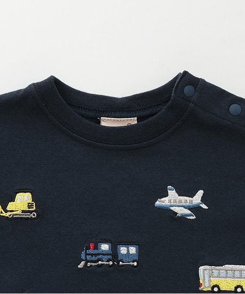 petit main（プティマイン）の「【リンク】働く車刺しゅうカバーオール（ロンパース・キッズ・オフホワイト/ライトブルー/チャコール・80ｃｍ/70cm）」の5枚目の写真