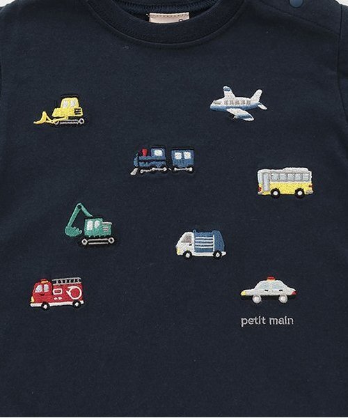 petit main（プティマイン）の「【リンク】働く車刺しゅうカバーオール（ロンパース・キッズ・オフホワイト/ライトブルー/チャコール・80ｃｍ/70cm）」の8枚目の写真