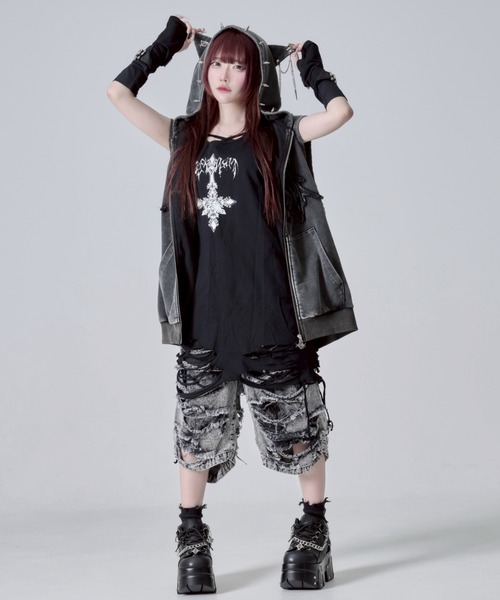 REFLEM/レフレム』クラッシュデニムハーフパンツ REFLEM（レフレム）の「『REFLEM/レフレム』クラッシュデニム