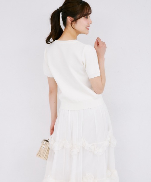 tocco closet（トッコ　クローゼット）の「【ZOZO限定】ビジューアソートボタン半袖カーディガン（カーディガン/ボレロ・レディース・オフホワイト/ブラック/ピンクベージュ/クリアブルー・M）」の10枚目の写真
