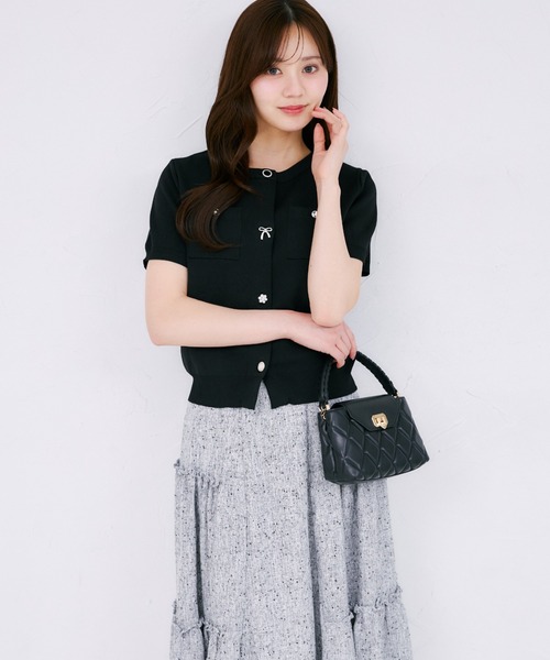 tocco closet（トッコ　クローゼット）の「【ZOZO限定】ビジューアソートボタン半袖カーディガン（カーディガン/ボレロ・レディース・オフホワイト/ブラック/ピンクベージュ/クリアブルー・M）」の13枚目の写真
