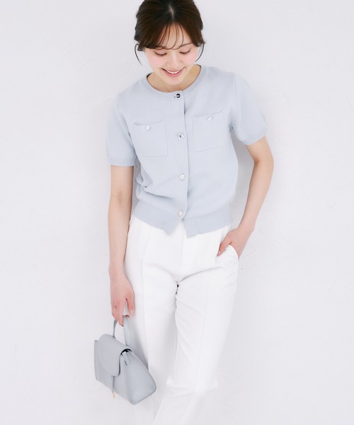tocco closet（トッコ　クローゼット）の「【ZOZO限定】ビジューアソートボタン半袖カーディガン（カーディガン/ボレロ・レディース・オフホワイト/ブラック/ピンクベージュ/クリアブルー・M）」の20枚目の写真