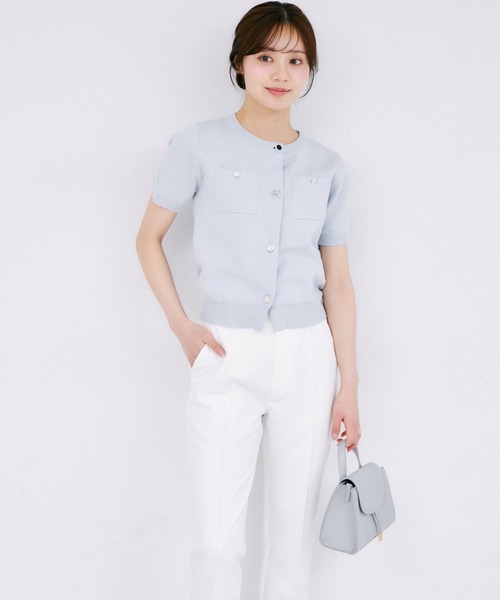 tocco closet（トッコ　クローゼット）の「【ZOZO限定】ビジューアソートボタン半袖カーディガン（カーディガン/ボレロ・レディース・オフホワイト/ブラック/ピンクベージュ/クリアブルー・M）」の19枚目の写真