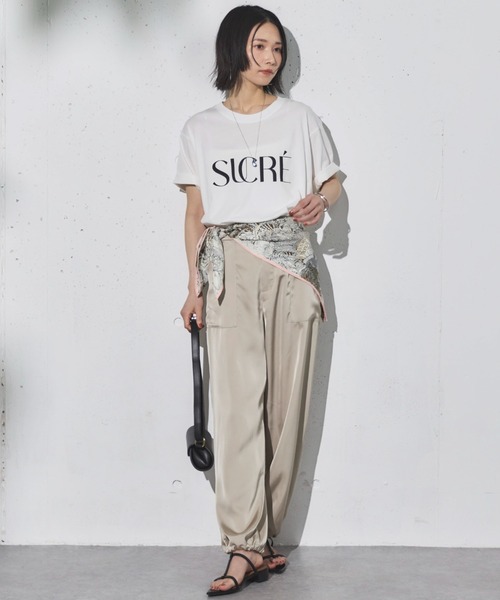 Doux archives（ドゥアルシーヴ）の「サテンパラシュートパンツ（その他パンツ・レディース・チャコールグレー/オフホワイト/グレイッシュベージュ・FREE）」の5枚目の写真