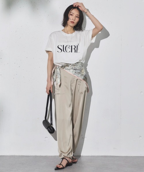 Doux archives（ドゥアルシーヴ）の「サテンパラシュートパンツ（その他パンツ・レディース・チャコールグレー/オフホワイト/グレイッシュベージュ・FREE）」の6枚目の写真