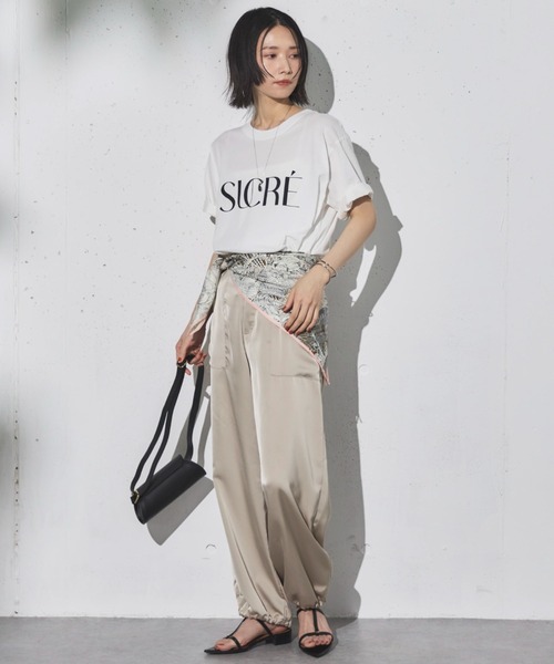 Doux archives（ドゥアルシーヴ）の「サテンパラシュートパンツ（その他パンツ・レディース・チャコールグレー/オフホワイト/グレイッシュベージュ・FREE）」の7枚目の写真