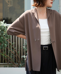 qualite | 【接触冷感】レーヨンナイロンニットジャケット/夏服/サマーニット/カセット服/セットアップ対応(カーディガン/ボレロ)