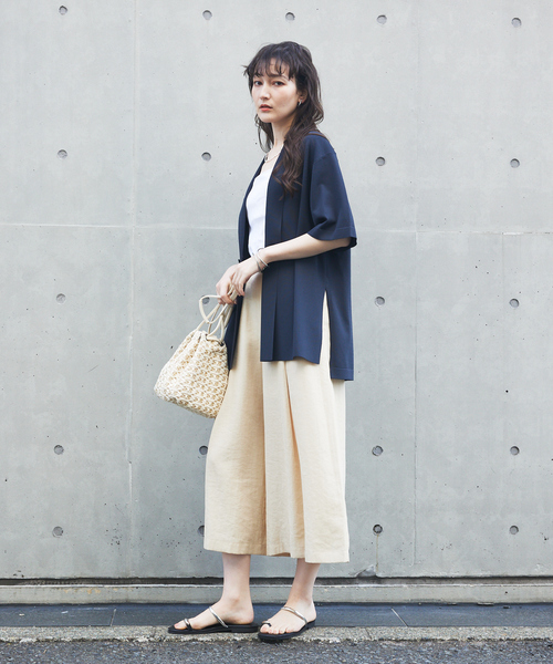 カーディガン 「接触冷感」レーヨンナイロンニットジャケット/夏服/サマーニット/カセット服/セットアップ対応 レディース 接触冷感】レーヨンナイロンニットジャケット/夏服/サマーニット