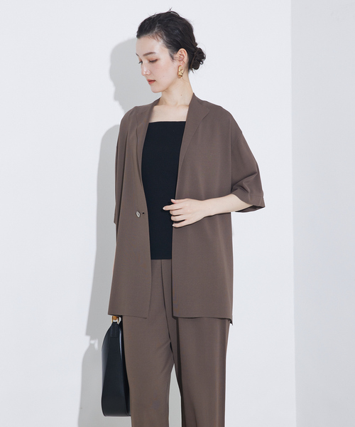 カーディガン 「接触冷感」レーヨンナイロンニットジャケット/夏服/サマーニット/カセット服/セットアップ対応 レディース 接触冷感】レーヨンナイロンニットジャケット/夏服/サマーニット