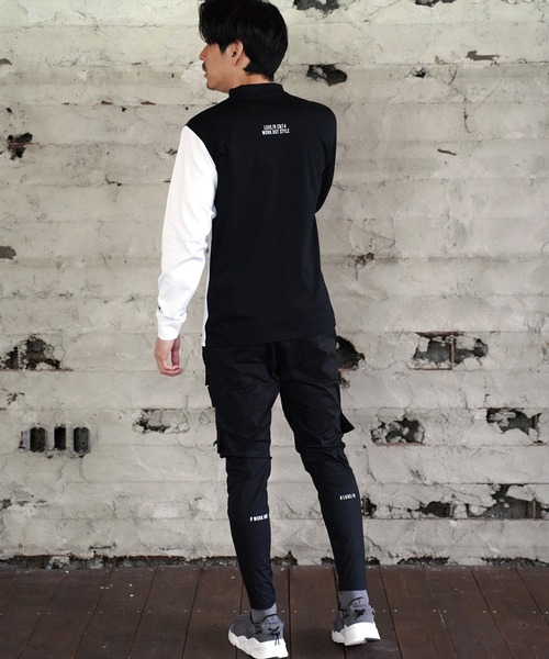 LUXE/R GOLF(ラグジュ ゴルフ)の「(RM)【LUXE/R GOLF】ストレッチ スムース 切り替え 配色 モックネック 長袖 Tシャツ(Tシャツ/カットソー・メンズ・ブラック系/ホワイト系・L/XL/M)」の5枚目の写真