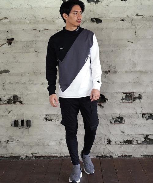 LUXE/R GOLF(ラグジュ ゴルフ)の「(RM)【LUXE/R GOLF】ストレッチ スムース 切り替え 配色 モックネック 長袖 Tシャツ(Tシャツ/カットソー・メンズ・ブラック系/ホワイト系・L/XL/M)」の7枚目の写真