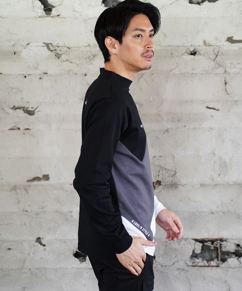 LUXE/R GOLF(ラグジュ ゴルフ)の「(RM)【LUXE/R GOLF】ストレッチ スムース 切り替え 配色 モックネック 長袖 Tシャツ(Tシャツ/カットソー・メンズ・ブラック系/ホワイト系・L/XL/M)」の11枚目の写真
