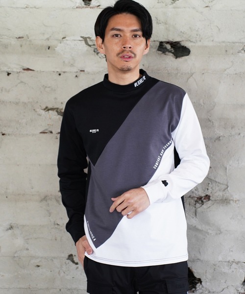 LUXE/R GOLF(ラグジュ ゴルフ)の「(RM)【LUXE/R GOLF】ストレッチ スムース 切り替え 配色 モックネック 長袖 Tシャツ(Tシャツ/カットソー・メンズ・ブラック系/ホワイト系・L/XL/M)」の8枚目の写真