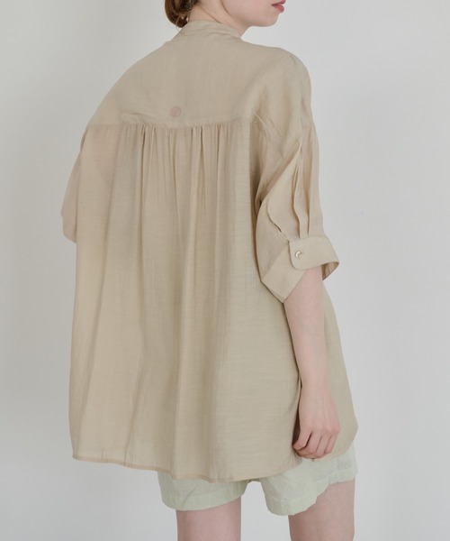 Crisp（クリスプ）の「ハーフスリーブシアーオーバーシャツ（シャツ/ブラウス・レディース・ベージュ/ピンクベージュ・FREE）」の21枚目の写真