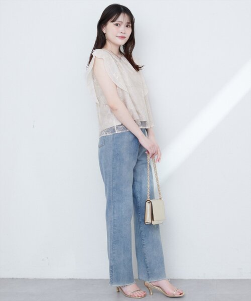 natural couture(ナチュラルクチュール)の「刺繍レースラッフルスリーブブラウス(シャツ/ブラウス・レディース・サックスブルー/アイボリー/ブラウン・FREE)」の21枚目の写真