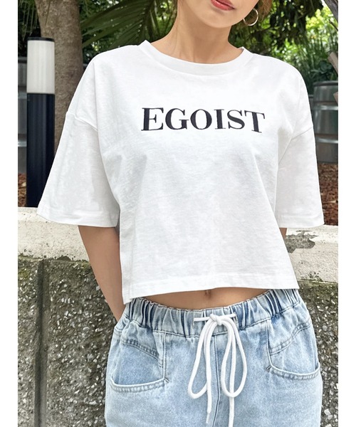 EGOIST（エゴイスト）の「EGOIST刺繍Tシャツ（Tシャツ/カットソー・レディース・ブラック/ホワイト・FREE）」の2枚目の写真