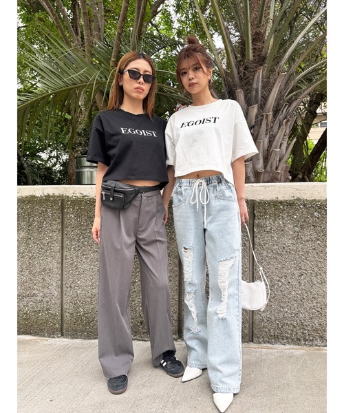 EGOIST（エゴイスト）の「EGOIST刺繍Tシャツ（Tシャツ/カットソー・レディース・ブラック/ホワイト・FREE）」の3枚目の写真