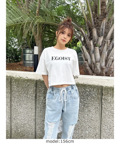 EGOIST（エゴイスト）の「EGOIST刺繍Tシャツ（Tシャツ/カットソー・レディース・ブラック/ホワイト・FREE）」の6枚目の写真