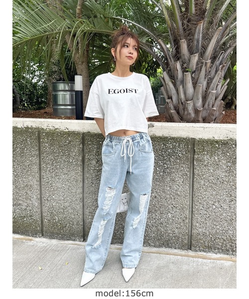 EGOIST（エゴイスト）の「EGOIST刺繍Tシャツ（Tシャツ/カットソー・レディース・ブラック/ホワイト・FREE）」の7枚目の写真