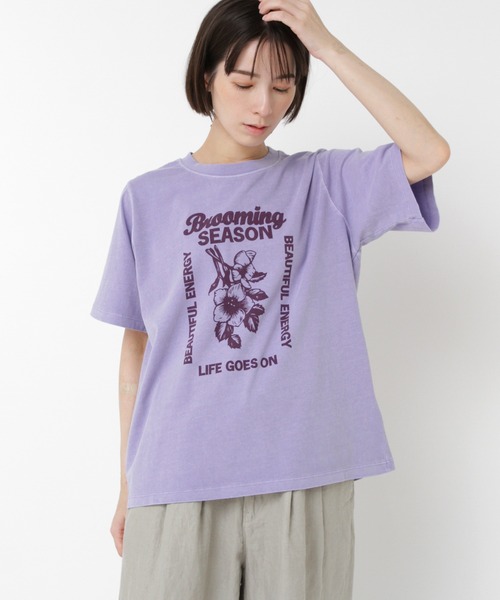 tシャツ M2498 フラワープリントピグメントＴ レディース M2498 フラワープリントピグメントT（Tシャツ/カットソー