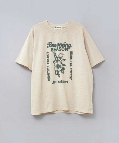 M2498 フラワープリントピグメントT（Tシャツ/カットソー