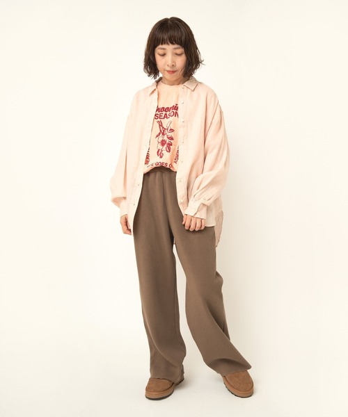 RNA-N(アールエヌエーエヌ)の「M2498 フラワープリントピグメントT(Tシャツ/カットソー・レディース・ベージュ/パープル/ピンク・FREE)」の12枚目の写真