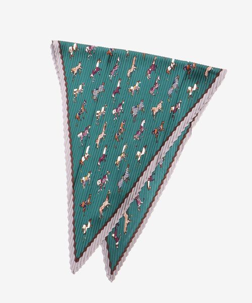 le.coeur blanc（ルクールブラン）の「《WEB限定アイテム》ホースプリントプリーツスカーフ（バンダナ/スカーフ・レディース・ベージュ/グリーン・FREE）」の9枚目の写真