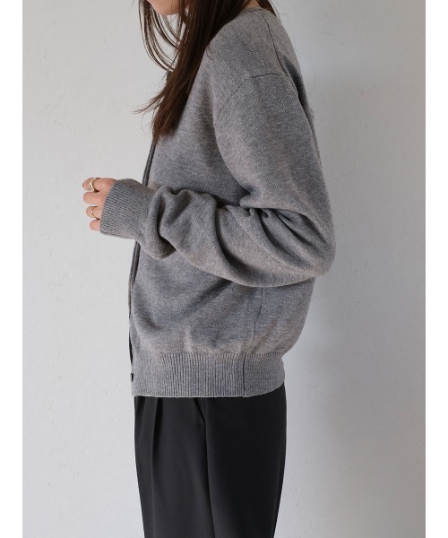 セール】クルーネックカーディガン/crewneck cardigan グレー