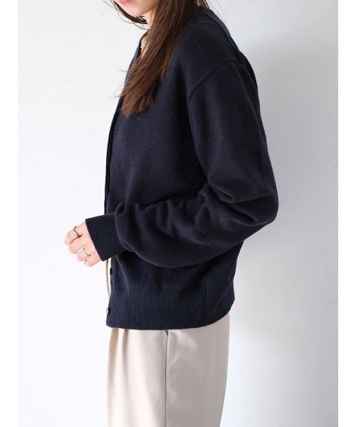 セール】クルーネックカーディガン/crewneck cardigan グレー ネイビー