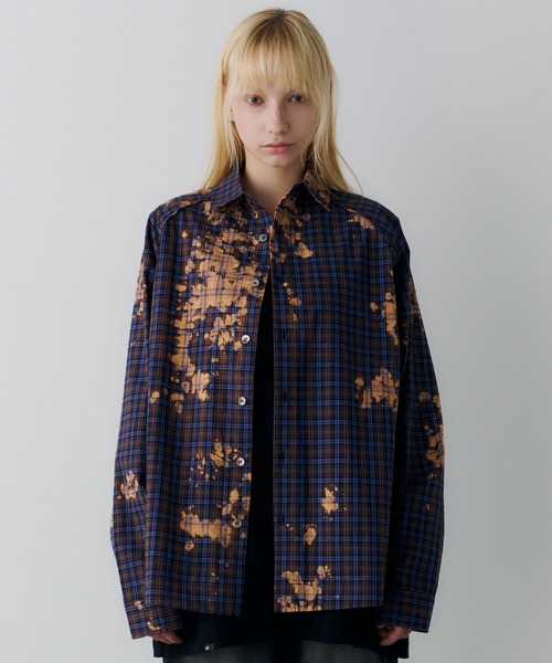 AFF AIVER(エイエフエフアイバー)の「AFF AIVER ブリーチラグランチェックシャツ(シャツ/ブラウス・メンズ・ブラウン/ネイビー・MEDIUM/SMALL/LARGE)」の3枚目の写真