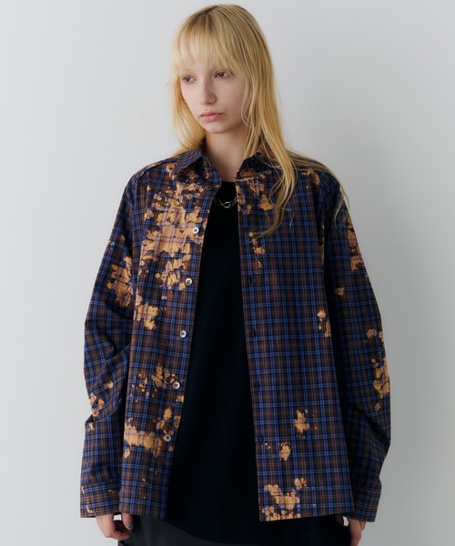 AFF AIVER(エイエフエフアイバー)の「AFF AIVER ブリーチラグランチェックシャツ(シャツ/ブラウス・メンズ・ブラウン/ネイビー・MEDIUM/SMALL/LARGE)」の7枚目の写真