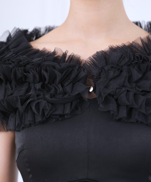 And Couture】ケープレイヤード ドレス ブラック M チュールケープ