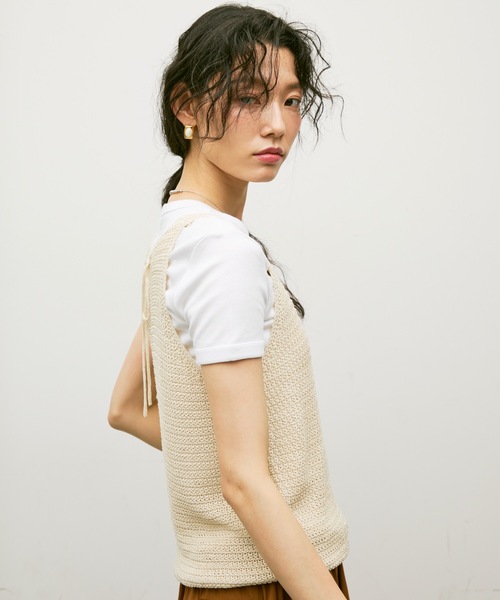 Lutim by u（ルチバイユー）の「Soft gauge knit vest / ソフトゲージニットベスト（ベスト・レディース・キャメル/ブラック/ナチュラル・FREE）」の20枚目の写真