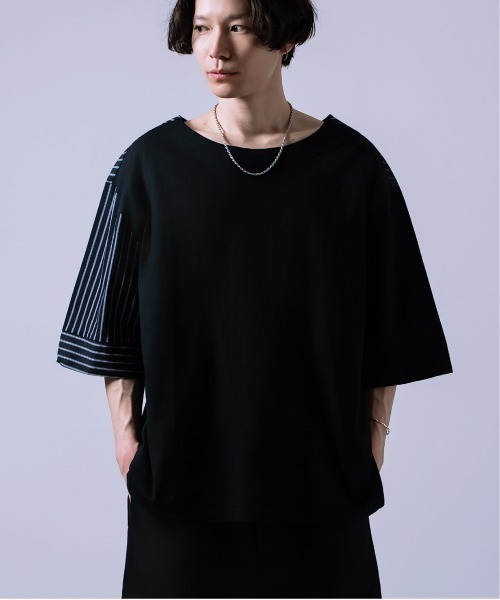 Crownor(クラウノアー)の「無地&ストライプ ダブルフェイス Tシャツ(Tシャツ/カットソー・メンズ・ブルー/ブラック・SMALL/MEDIUM/LARGE)」の2枚目の写真