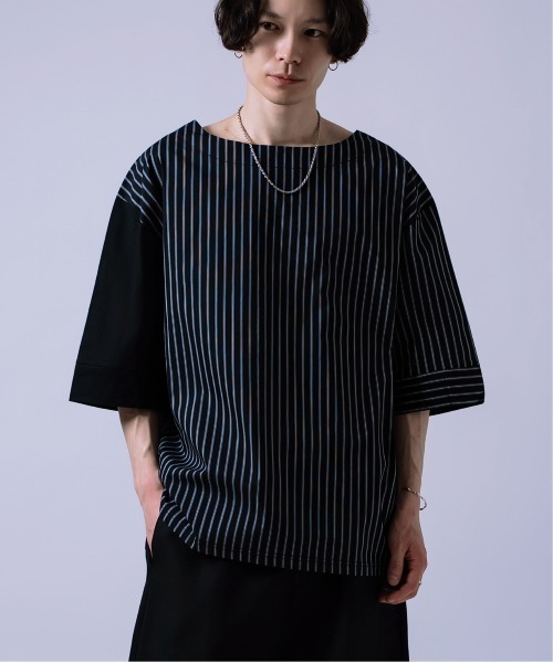 Crownor(クラウノアー)の「無地&ストライプ ダブルフェイス Tシャツ(Tシャツ/カットソー・メンズ・ブルー/ブラック・SMALL/MEDIUM/LARGE)」の21枚目の写真