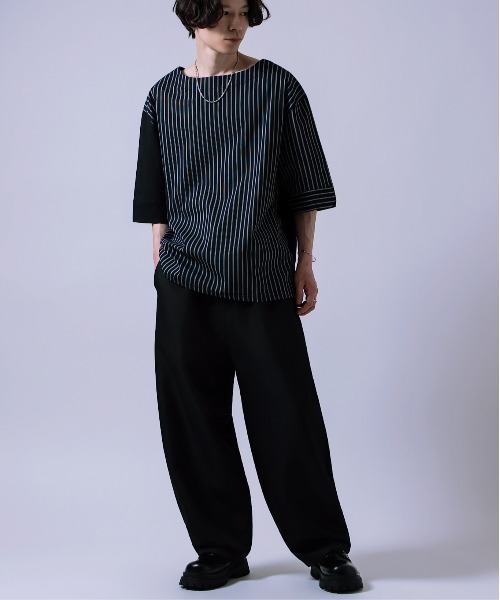 Crownor(クラウノアー)の「無地&ストライプ ダブルフェイス Tシャツ(Tシャツ/カットソー・メンズ・ブルー/ブラック・SMALL/MEDIUM/LARGE)」の18枚目の写真