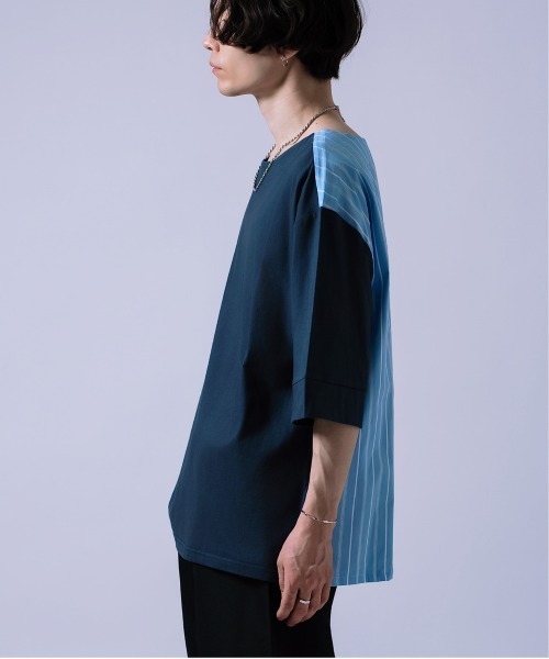 Crownor(クラウノアー)の「無地&ストライプ ダブルフェイス Tシャツ(Tシャツ/カットソー・メンズ・ブルー/ブラック・SMALL/MEDIUM/LARGE)」の16枚目の写真