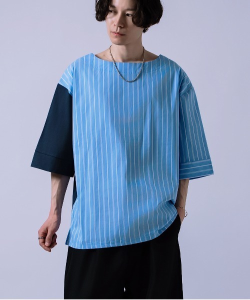 Crownor(クラウノアー)の「無地&ストライプ ダブルフェイス Tシャツ(Tシャツ/カットソー・メンズ・ブルー/ブラック・SMALL/MEDIUM/LARGE)」の13枚目の写真