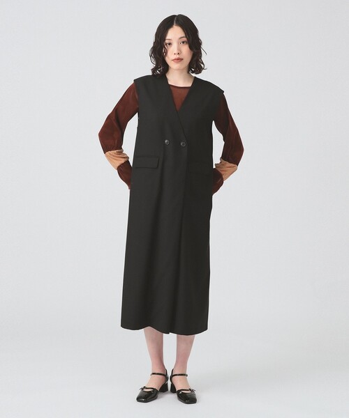 Ray BEAMS（レイビームス）の「ロング ジレ ワンピース（ワンピース・レディース・グレー/ブラック・0/1）」の3枚目の写真