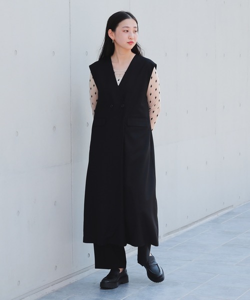 Ray BEAMS（レイビームス）の「ロング ジレ ワンピース（ワンピース・レディース・グレー/ブラック・0/1）」の4枚目の写真