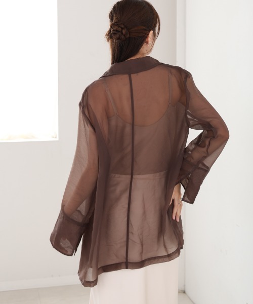 Bab（バブ）の「オーガンジーシアーテーラージャケット（テーラードジャケット・レディース・ブラック/グレイッシュベージュ/ブラウン・M）」の11枚目の写真
