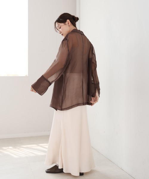 Bab（バブ）の「オーガンジーシアーテーラージャケット（テーラードジャケット・レディース・ブラック/グレイッシュベージュ/ブラウン・M）」の12枚目の写真