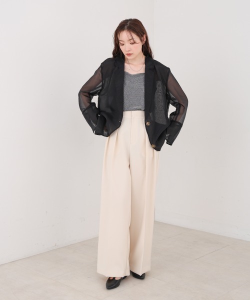Bab（バブ）の「オーガンジーシアーテーラージャケット（テーラードジャケット・レディース・ブラック/グレイッシュベージュ/ブラウン・M）」の16枚目の写真